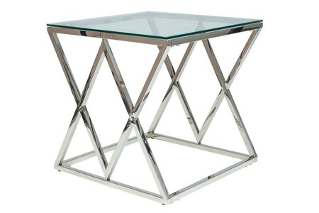 Журнальный столик ZEGNA B прозрачное стекло/серебро 55X55