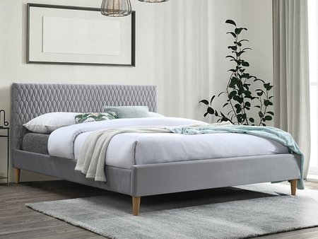 Кровать AZURRO VELVET 140X200 цвет светло-серый/дуб BL.03
