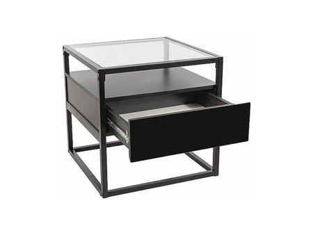 Журнальний столик CARLO B прозорий+чорний/чорний 50X50