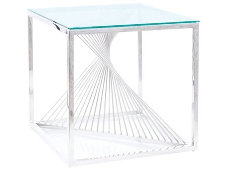 Журнальный столик FLAME B прозрачное стекло/серебро 55X55