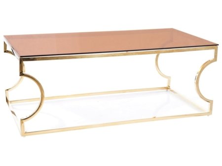 Журнальный столик KENZO A стекло дымчатое янтарное/золото 120X60