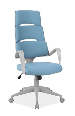 Кресло поворотное Q-889 голубая ткань/серый каркас