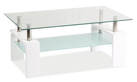 Журнальный столик LISA BASIC II прозрачный/белый лак 100x60x55