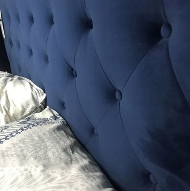 Кровать ASPEN VELVET 160x200 синяя/дуб BL.86