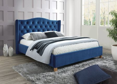 Ліжко ASPEN VELVET 160x200 синє/дуб BL.86
