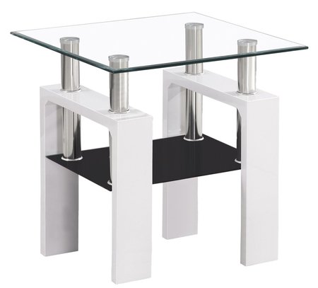 Журнальный столик LISA D прозрачный/белый лак 60x60x55