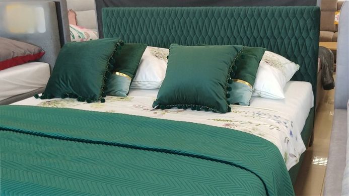 Ліжко AZURRO VELVET 160X200 зелене/дуб BL.78
