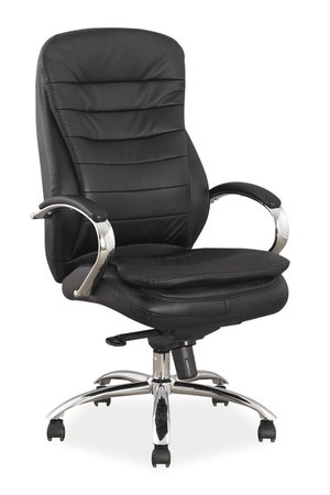 Кресло поворотное Q-154 черная кожа/экокожа