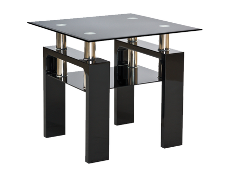 Журнальный столик LISA D прозрачный/черный лак 60x60x55