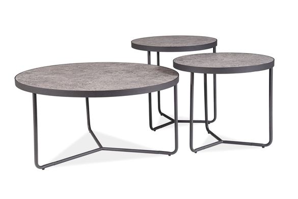 Журнальный столик DEMETER серый (эффект бетона)/черный (к-кт) д.80, 50, 50