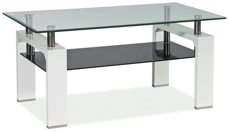Журнальный столик LISA II прозрачный/белый лак 110x60x55