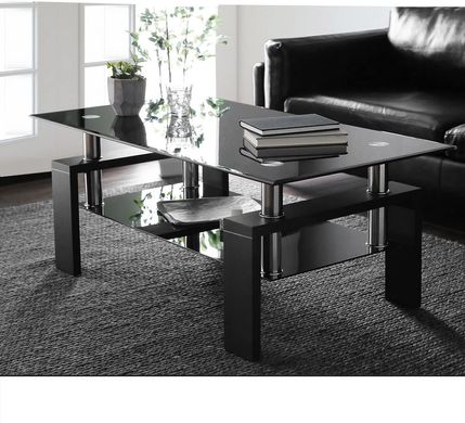 Журнальний столик LISA II чорний/чорний лак 110x60x55
