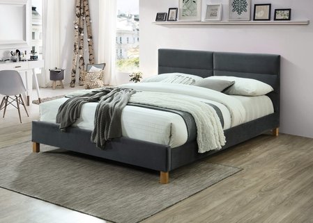 Ліжко SIERRA VELVET 160x200 сіре/дуб TAP.150