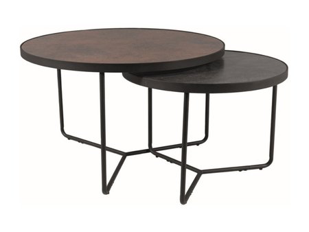 Журнальный столик ITALIA коричневый+серый (эффект камня)/черный (комплект)