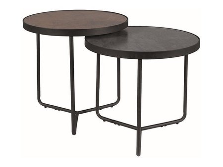 Журнальний столик PENELOPE коричневий+сірий (ефект каменю)/чорний (комплект)