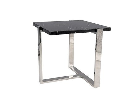 Журнальный столик VELA B черный мрамор/серебряный 55x55